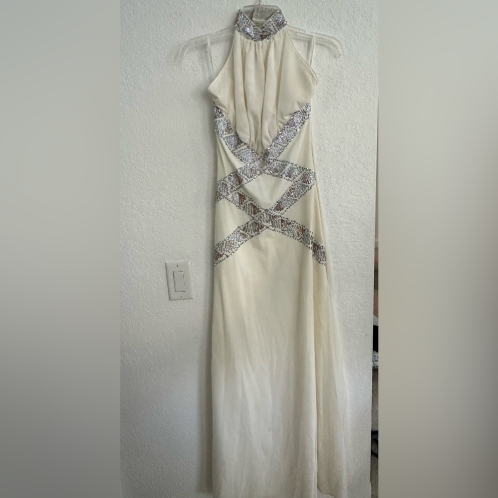 Elegant Cream and Silver Women's Dress